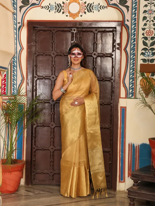 Handloom_Pure_Soft_Tissue_Saree_With_Banarasi_Weaving_Zari_Border_And_Running_BP_|_Saree_For_Party,_Wedding,_And_Festivals