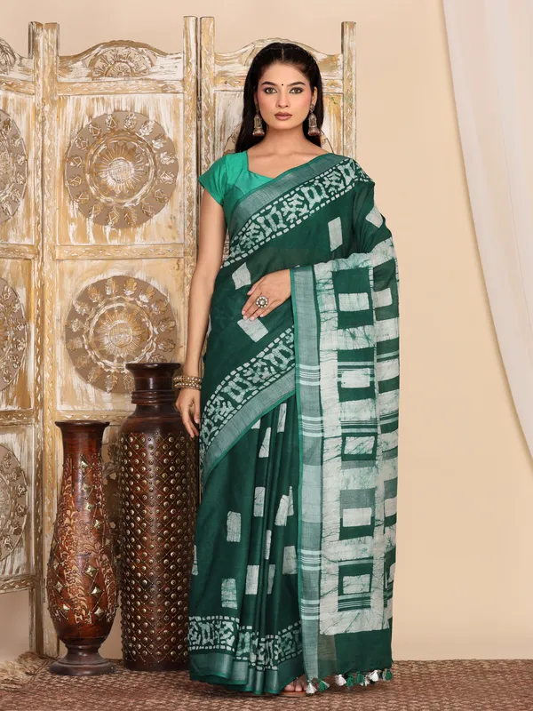 MH_HANDLOOM_Semi_Silk_Batik_Print_Saree_With_Blouse