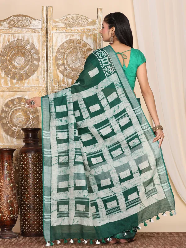 MH_HANDLOOM_Semi_Silk_Batik_Print_Saree_With_Blouse