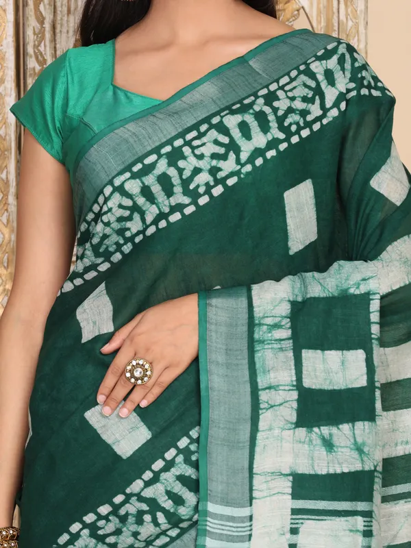 MH_HANDLOOM_Semi_Silk_Batik_Print_Saree_With_Blouse