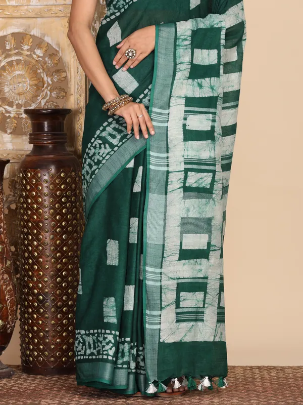 MH_HANDLOOM_Semi_Silk_Batik_Print_Saree_With_Blouse