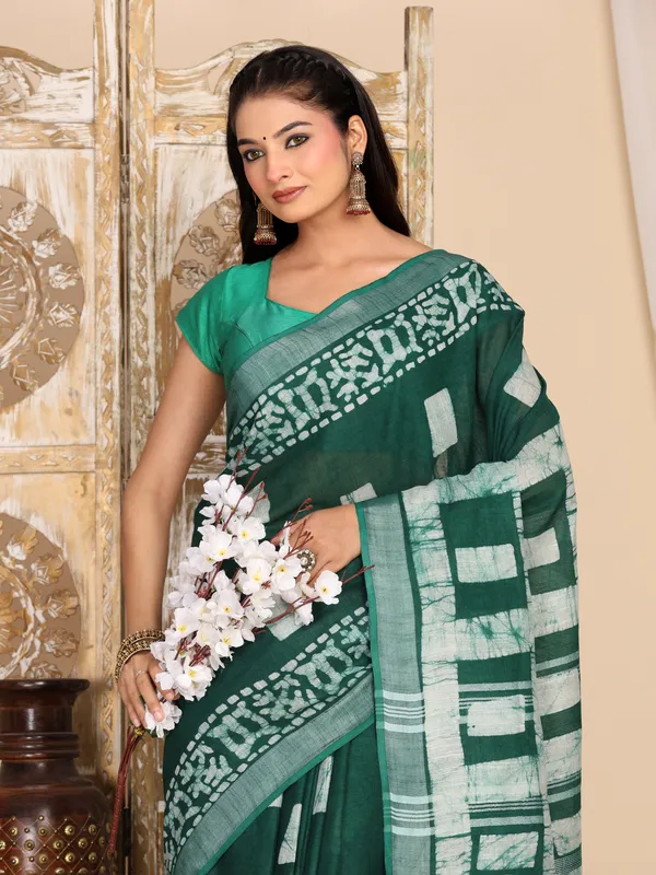 MH_HANDLOOM_Semi_Silk_Batik_Print_Saree_With_Blouse