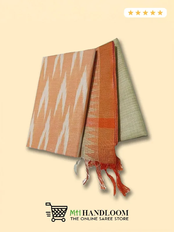 MH_HANDLOOM_Unstitched_Dress_Material_|_Multicolour_Pure_Cotton_Ikat_Design_|_Salwar_Suit_Material_with_Dupatta