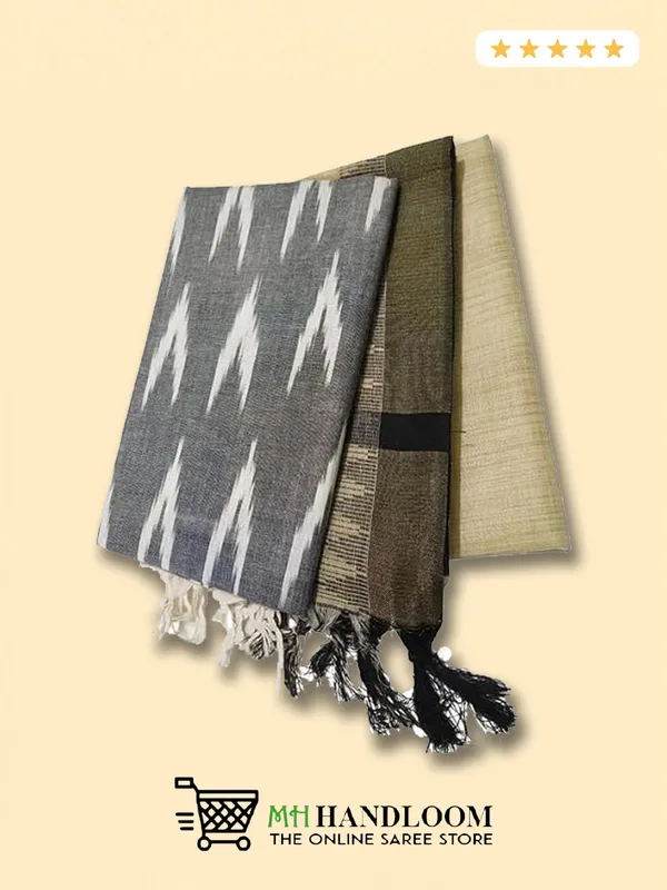 MH_HANDLOOM_Unstitched_Dress_Material_|_Multicolour_Pure_Cotton_Ikat_Design_|_Salwar_Suit_Material_with_Dupatta