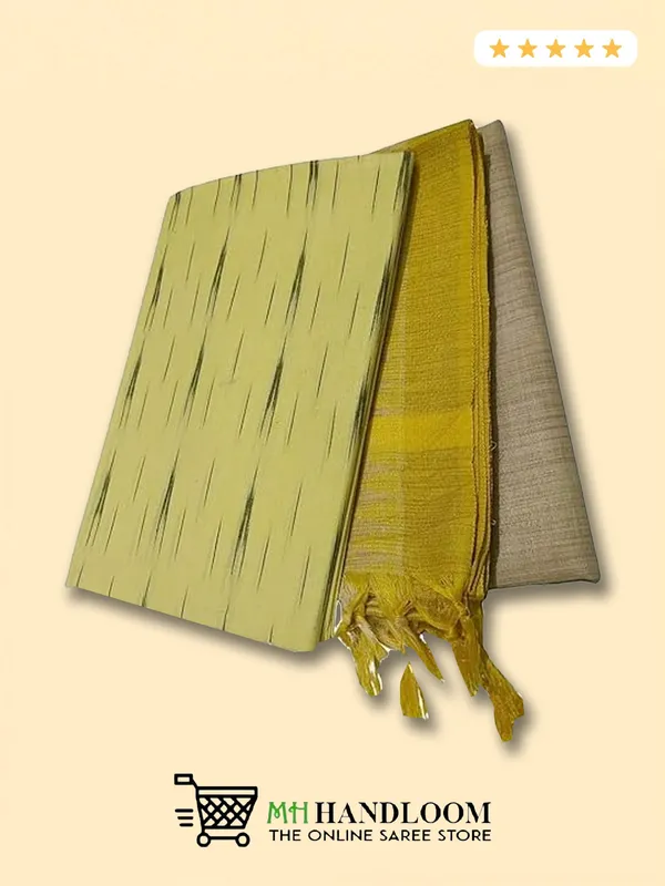 MH_HANDLOOM_Unstitched_Dress_Material_|_Multicolour_Pure_Cotton_Ikat_Design_|_Salwar_Suit_Material_with_Dupatta
