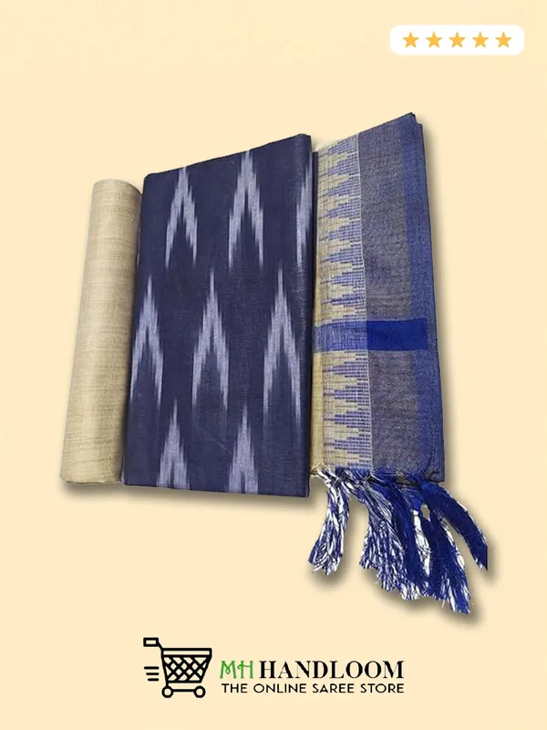 MH_HANDLOOM_Unstitched_Dress_Material_|_Multicolour_Pure_Cotton_Ikat_Design_|_Salwar_Suit_Material_with_Dupatta