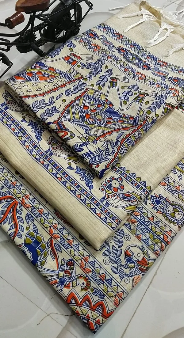 MH_HANDLOOM_COTTON_SILK_MADHUBANI_PRINT_UNSTITCHED_DREE_MATERIAL_WITH_DUPATTA