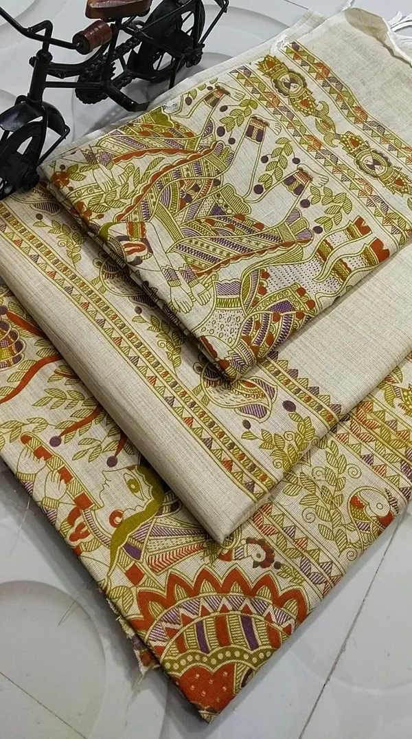 MH_HANDLOOM_COTTON_SILK_MADHUBANI_PRINT_UNSTITCHED_DREE_MATERIAL_WITH_DUPATTA