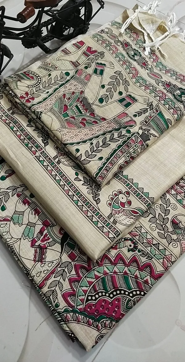MH_HANDLOOM_COTTON_SILK_MADHUBANI_PRINT_UNSTITCHED_DREE_MATERIAL_WITH_DUPATTA