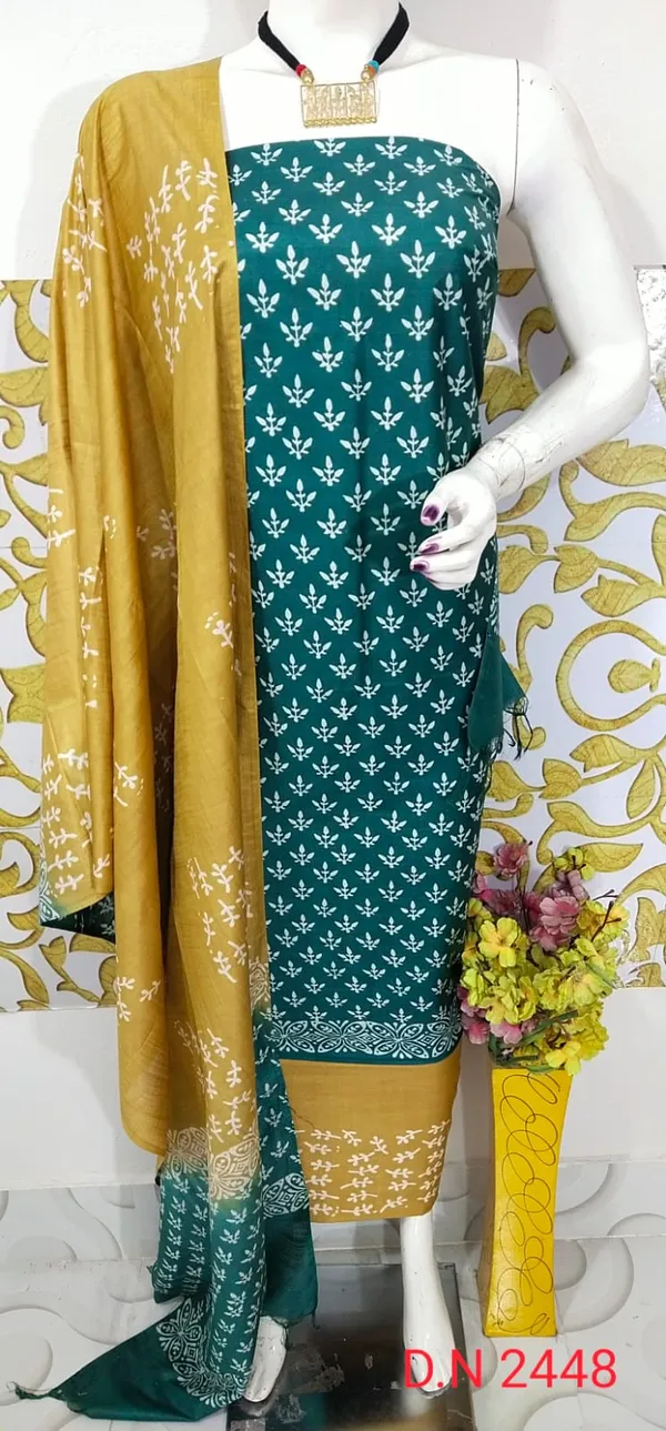MH_HANDLOOM_SEMI_SILK_HAND_PRINTED_UNSTITCHED_DREE_MATERIAL_WITH_DUPATTA