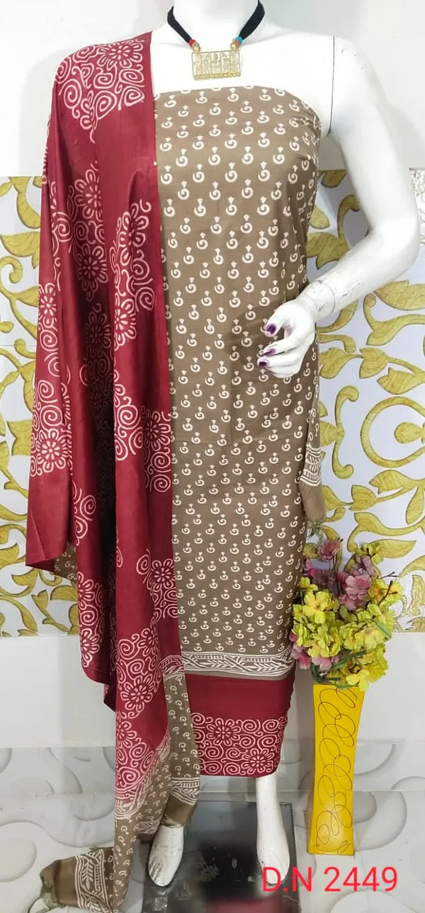 MH_HANDLOOM_SEMI_SILK_HAND_PRINTED_UNSTITCHED_DREE_MATERIAL_WITH_DUPATTA