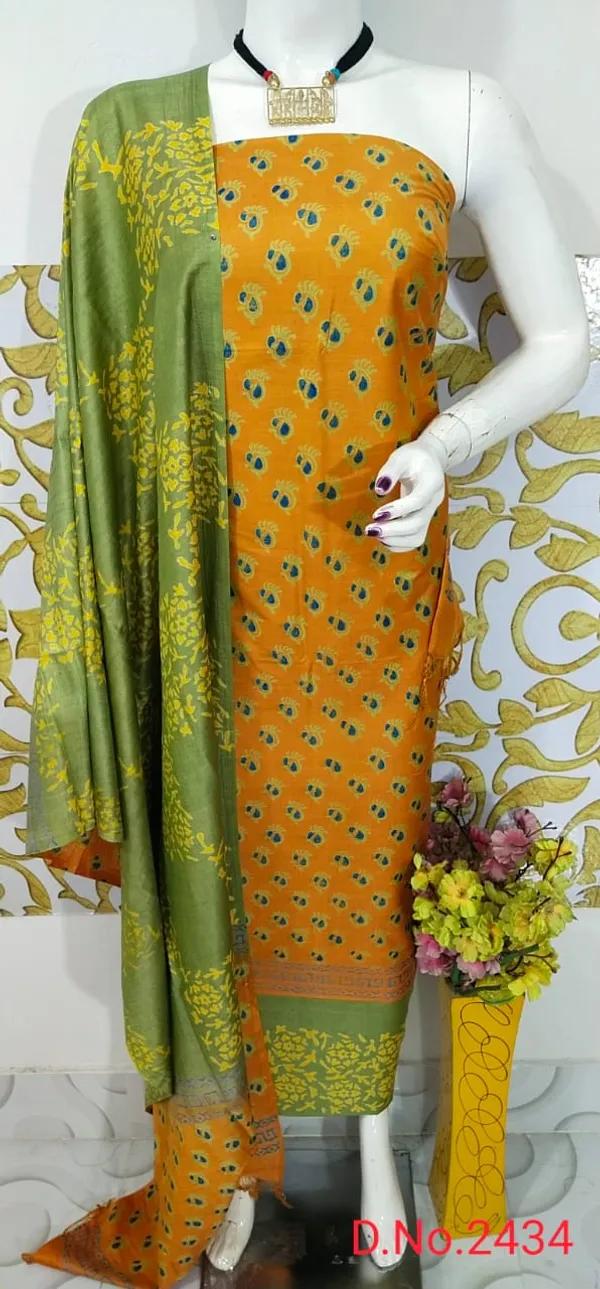 MH_HANDLOOM_SEMI_SILK_HAND_PRINTED_UNSTITCHED_DREE_MATERIAL_WITH_DUPATTA