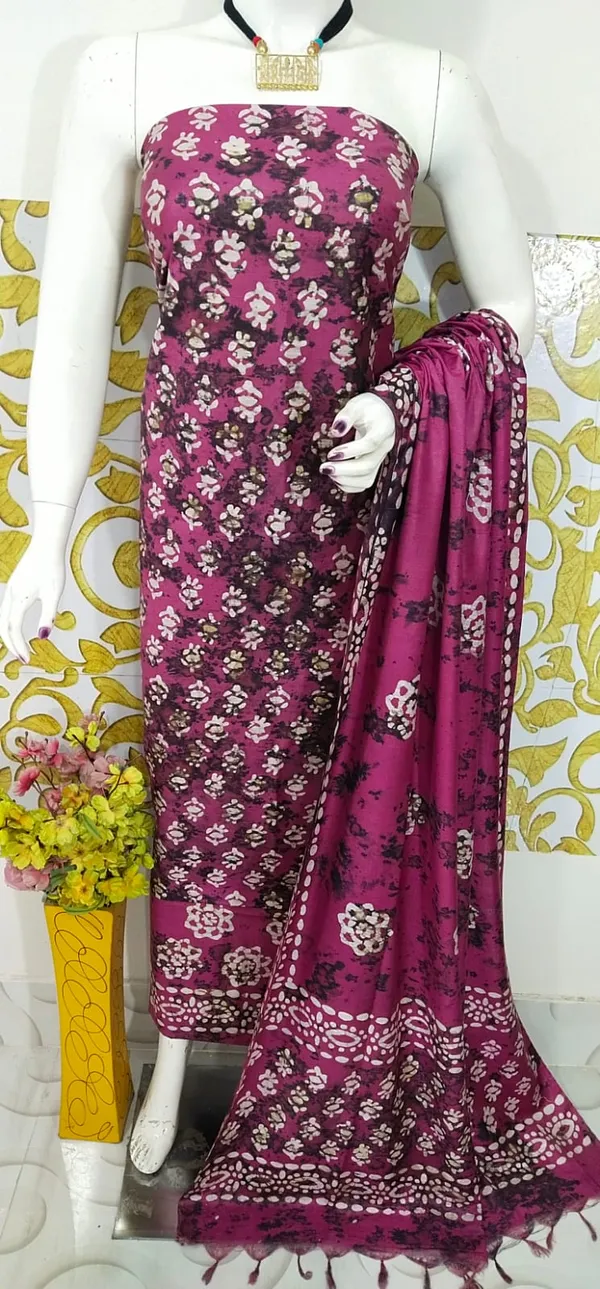MH_HANDLOOM_SEMI_SILK_HAND_PRINTED_UNSTITCHED_DREE_MATERIAL_WITH_DUPATTA