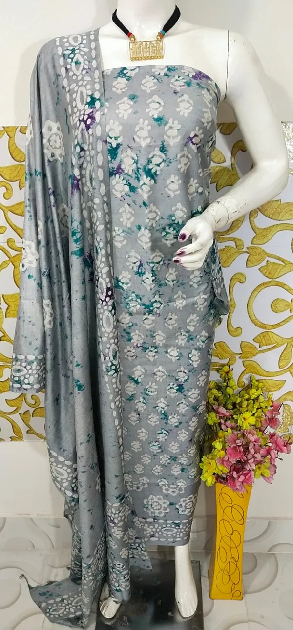 MH_HANDLOOM_SEMI_SILK_HAND_PRINTED_UNSTITCHED_DREE_MATERIAL_WITH_DUPATTA