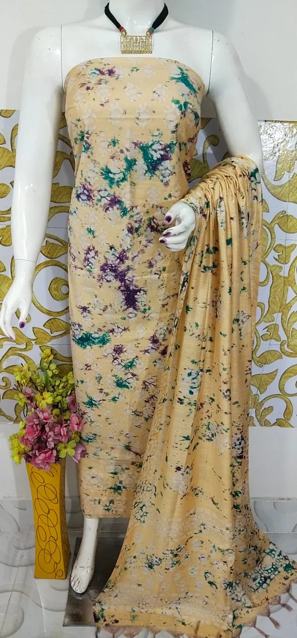 MH_HANDLOOM_SEMI_SILK_HAND_PRINTED_UNSTITCHED_DREE_MATERIAL_WITH_DUPATTA