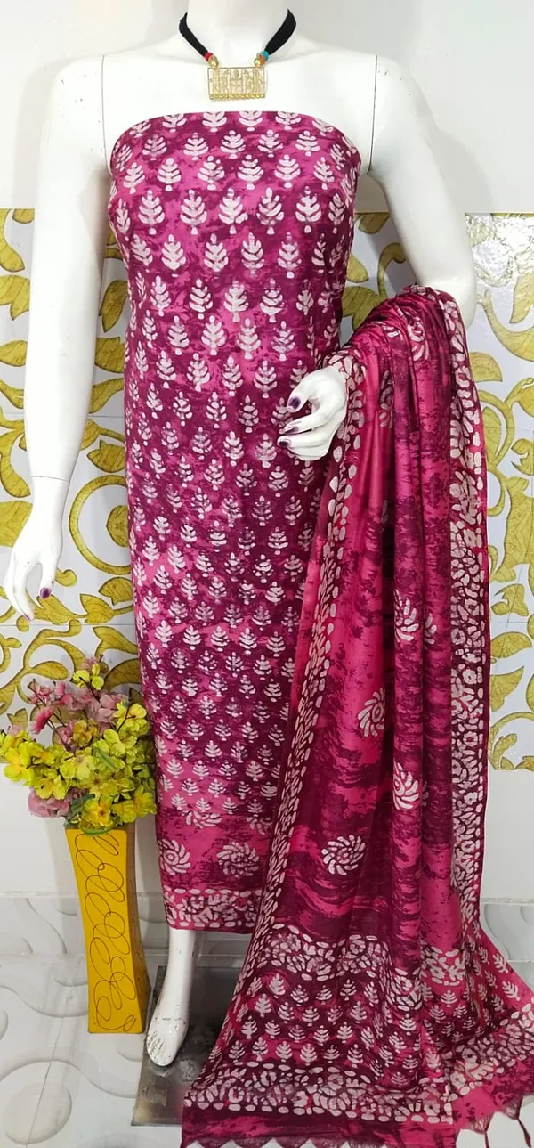 MH_HANDLOOM_SEMI_SILK_HAND_PRINTED_UNSTITCHED_DREE_MATERIAL_WITH_DUPATTA