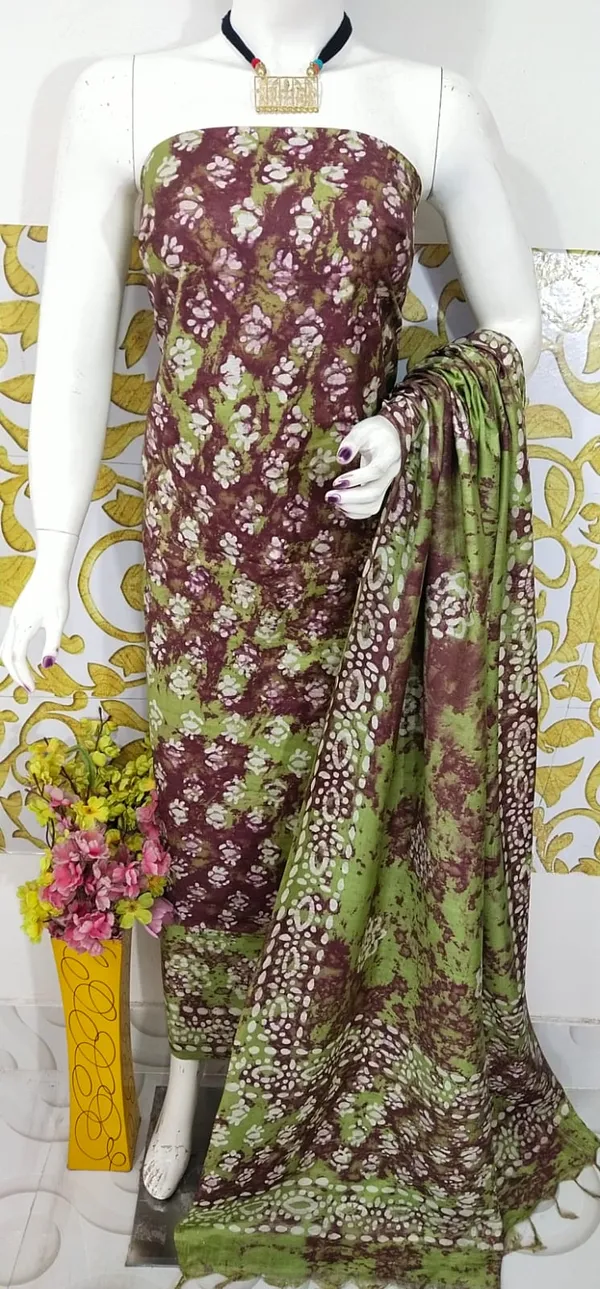 MH_HANDLOOM_SEMI_SILK_HAND_PRINTED_UNSTITCHED_DREE_MATERIAL_WITH_DUPATTA