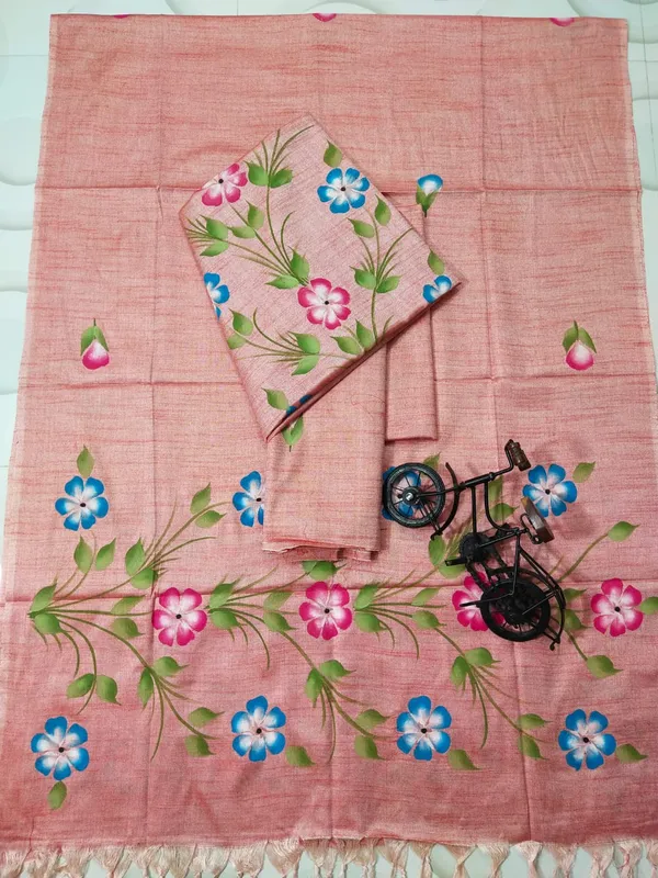 MH_HANDLOOM_SEMI_SILK_HAND_PRINTED_UNSTITCHED_DREE_MATERIAL_WITH_DUPATTA