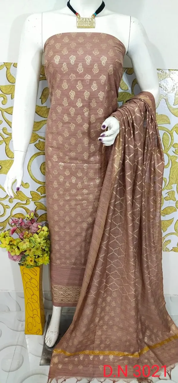 MH_HANDLOOM_SEMI_SILK_HAND_PRINTED_UNSTITCHED_DREE_MATERIAL_WITH_DUPATTA
