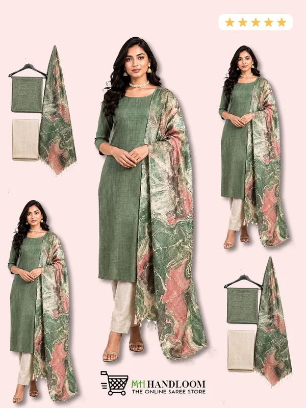 MH_HANDLOOM_Cotton_Silk_Unstitched_Suit_Set_for_Women_with_Marble_Print_Dupatta_|_Salwar_Suit_Dress_Material_for_Women_&_Girls