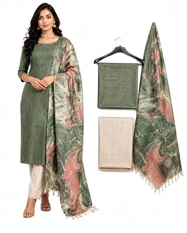 MH_HANDLOOM_Cotton_Silk_Unstitched_Suit_Set_for_Women_with_Marble_Print_Dupatta_|_Salwar_Suit_Dress_Material_for_Women_&_Girls