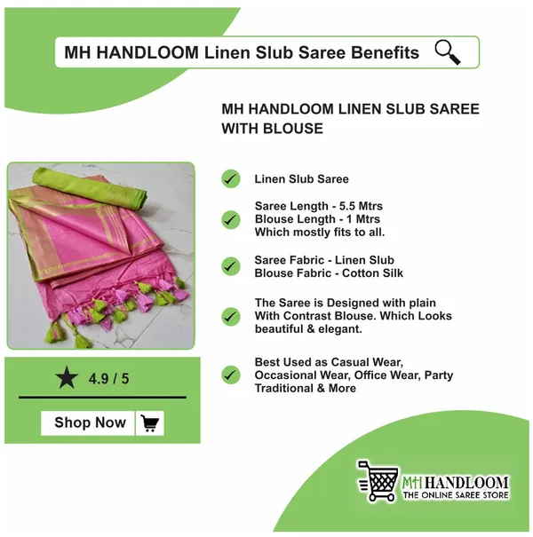 Pink_Women's_Linen_Slub_Saree_with_Blouse_Piece_for_Every_Occasion