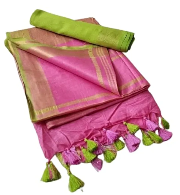 Pink_Women's_Linen_Slub_Saree_with_Blouse_Piece_for_Every_Occasion