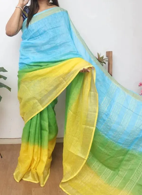 MH_HANDLOOM_WOMEN'S_LINEN_SAREE_WITH_BLOUSE_PIECE