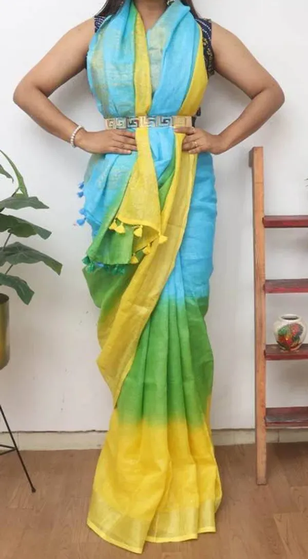 MH_HANDLOOM_WOMEN'S_LINEN_SAREE_WITH_BLOUSE_PIECE