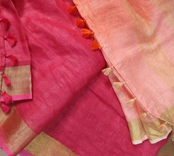 MH_HANDLOOM_WOMEN'S_LINEN_SAREE_WITH_BLOUSE_PIECE