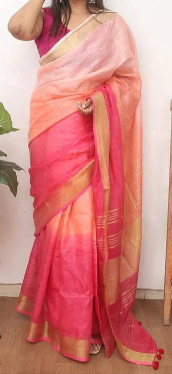 MH_HANDLOOM_WOMEN'S_LINEN_SAREE_WITH_BLOUSE_PIECE