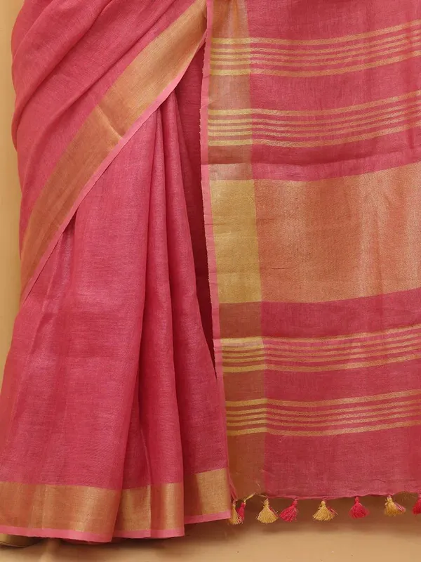 MH_HANDLOOM_WOMEN'S_LINEN_SAREE_WITH_BLOUSE_PIECE