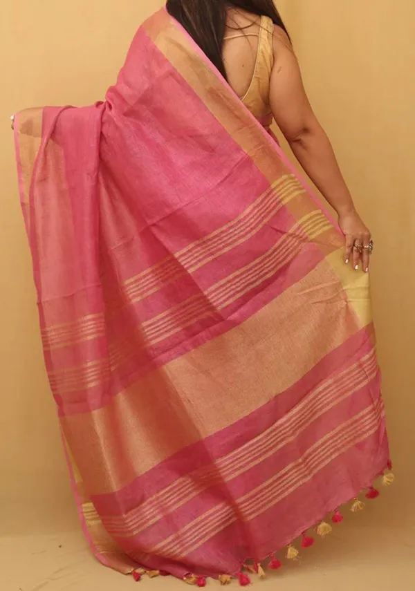 MH_HANDLOOM_WOMEN'S_LINEN_SAREE_WITH_BLOUSE_PIECE