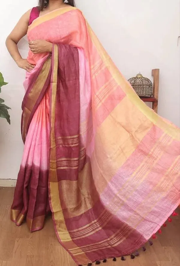 MH_HANDLOOM_WOMEN'S_LINEN_SAREE_WITH_BLOUSE_PIECE
