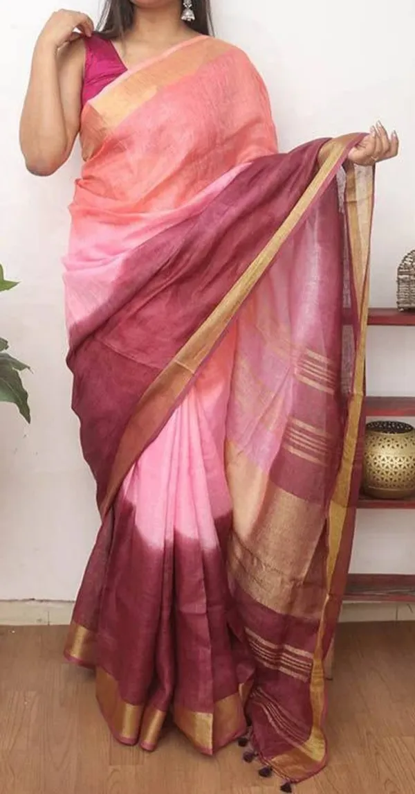 MH_HANDLOOM_WOMEN'S_LINEN_SAREE_WITH_BLOUSE_PIECE