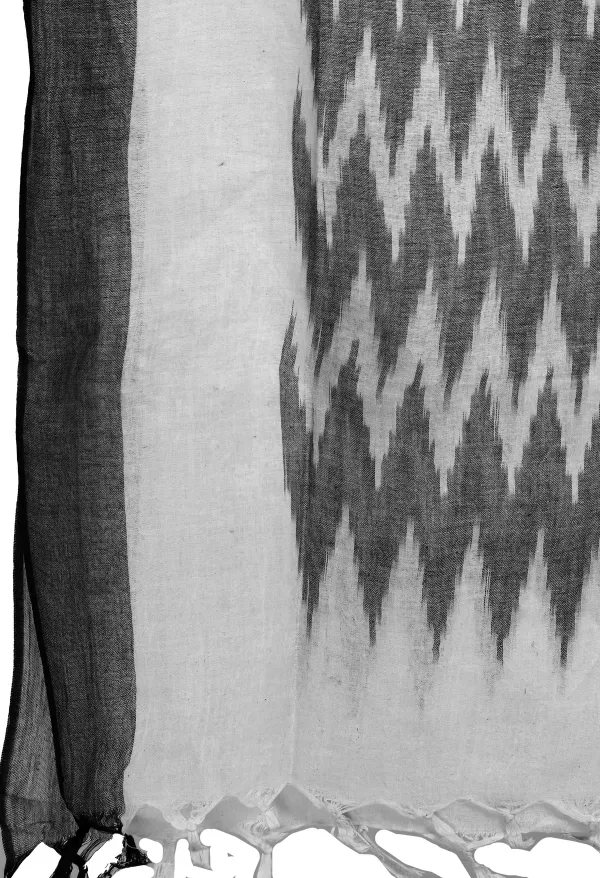 Linen_Cotton_Blend_Zari_Weaving_Handloom_Ikkat_Design_Dupatta