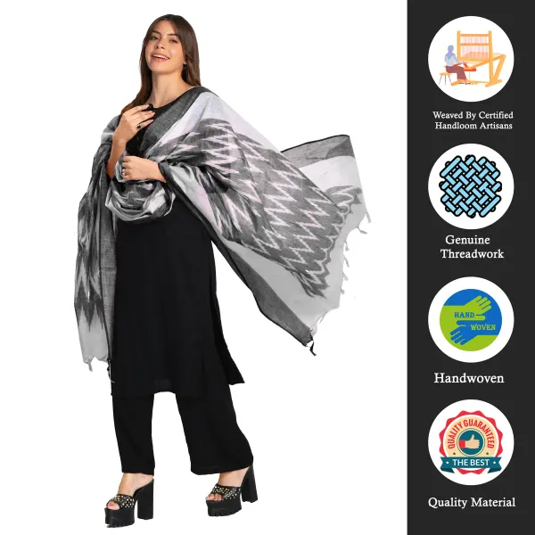 Linen_Cotton_Blend_Zari_Weaving_Handloom_Ikkat_Design_Dupatta