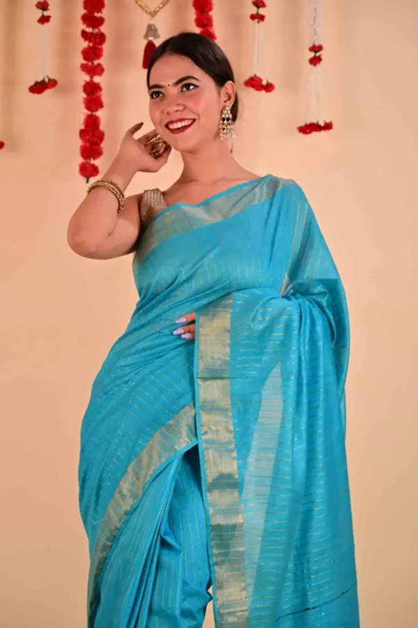 MH_HANDLOOM_Bhagalpuri_Semi_Silk_Blend_Saree_Ethnic_Wear_With_Running_Unstitched_Blouse_Piece