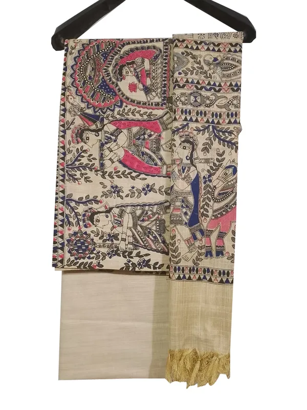 MH_HANDLOOM_COTTON_SILK_MADHUBANI_PRINT_UNSTITCHED_DREE_MATERIAL_WITH_DUPATTA