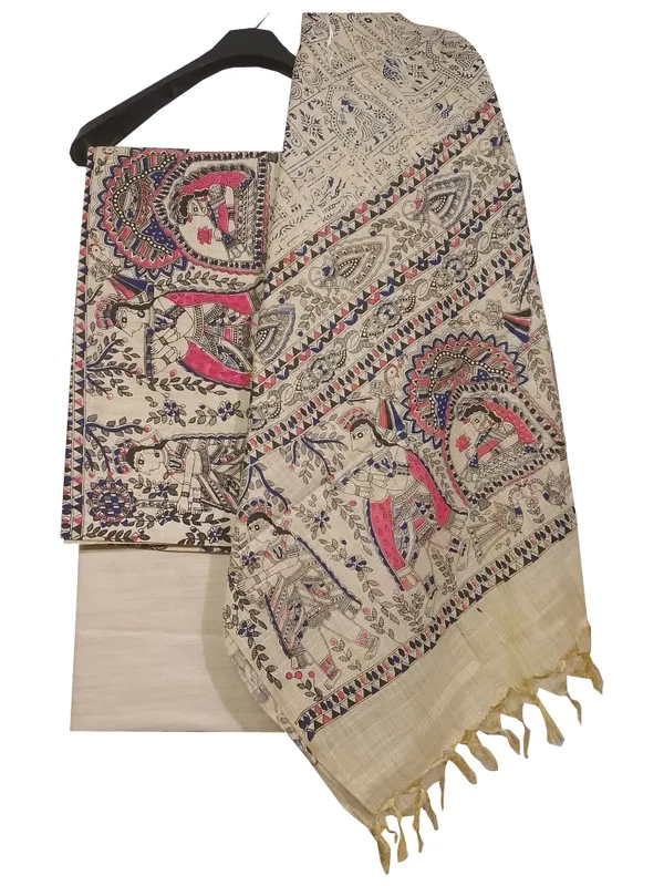 MH_HANDLOOM_COTTON_SILK_MADHUBANI_PRINT_UNSTITCHED_DREE_MATERIAL_WITH_DUPATTA
