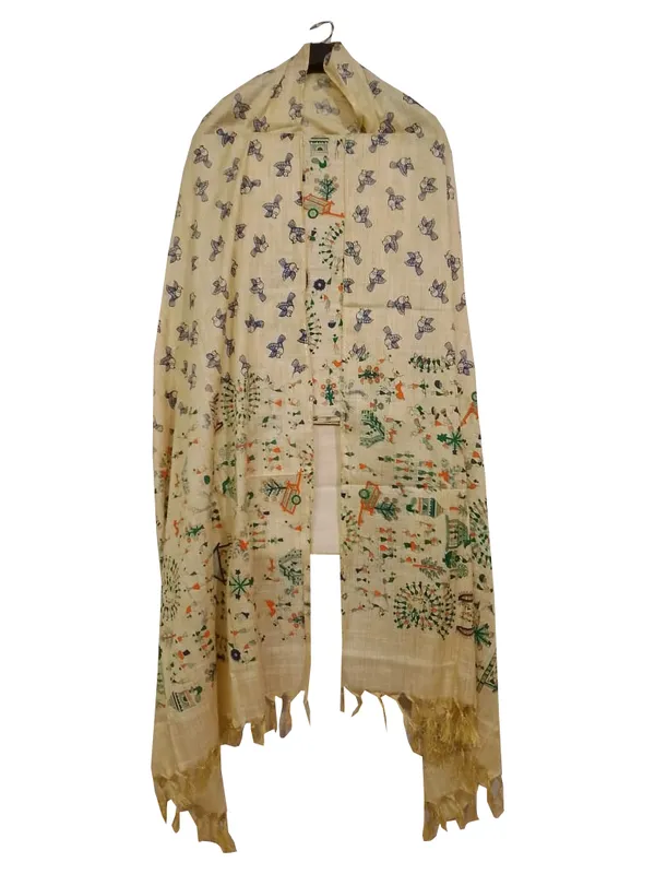 MH_HANDLOOM_COTTON_SILK_MADHUBANI_PRINT_UNSTITCHED_DREE_MATERIAL_WITH_DUPATTA