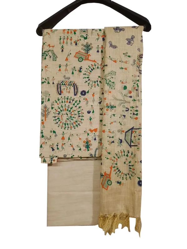 MH_HANDLOOM_COTTON_SILK_MADHUBANI_PRINT_UNSTITCHED_DREE_MATERIAL_WITH_DUPATTA