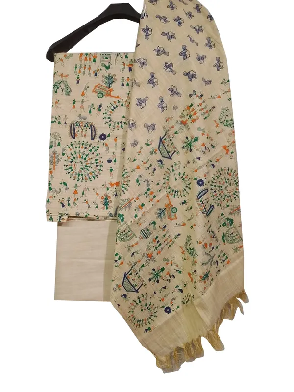 MH_HANDLOOM_COTTON_SILK_MADHUBANI_PRINT_UNSTITCHED_DREE_MATERIAL_WITH_DUPATTA