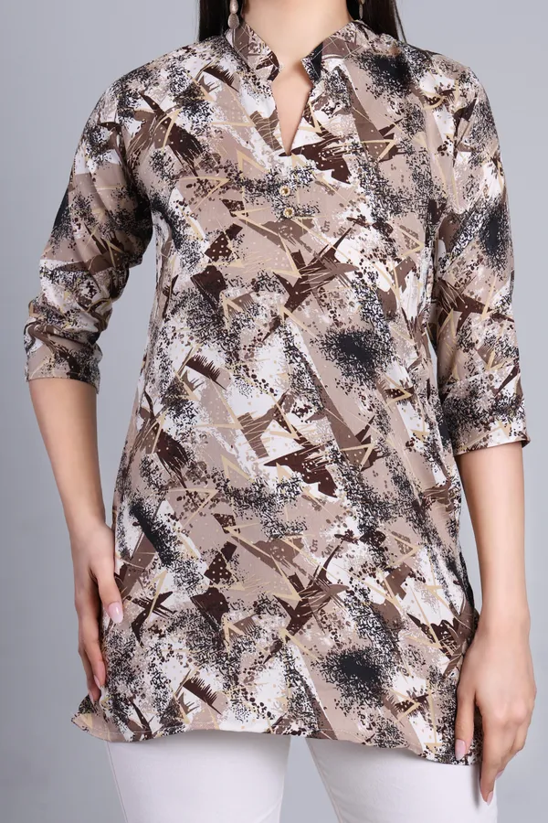MH_HANDLOOM_Cotton_Printed_Short_Kurti_for_Women,_3/4_Sleeve,_Mid_Thigh_Length,_Band_Neck,_Regular_Fit_Kurti_for_Woman
