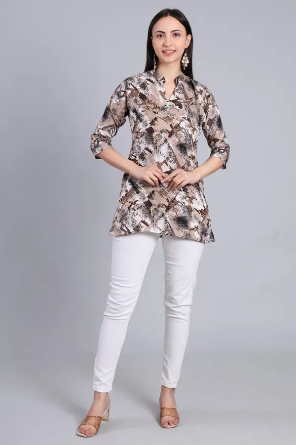 MH_HANDLOOM_Cotton_Printed_Short_Kurti_for_Women,_3/4_Sleeve,_Mid_Thigh_Length,_Band_Neck,_Regular_Fit_Kurti_for_Woman