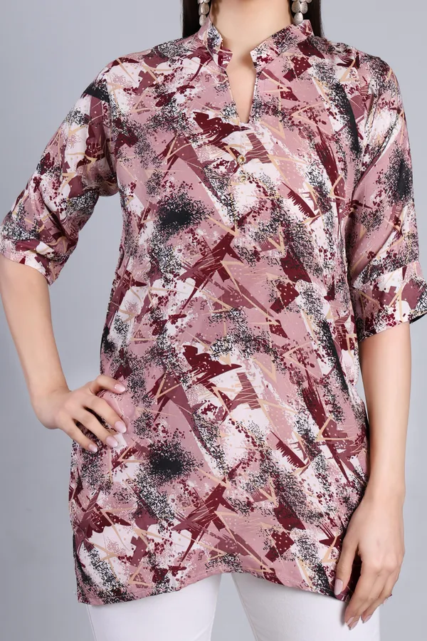 MH_HANDLOOM_Cotton_Printed_Short_Kurti_for_Women,_3/4_Sleeve,_Mid_Thigh_Length,_Band_Neck,_Regular_Fit_Kurti_for_Woman