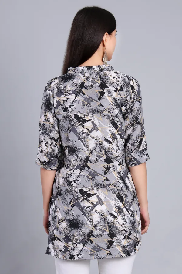 MH_HANDLOOM_Cotton_Printed_Short_Kurti_for_Women,_3/4_Sleeve,_Mid_Thigh_Length,_Band_Neck,_Regular_Fit_Kurti_for_Woman