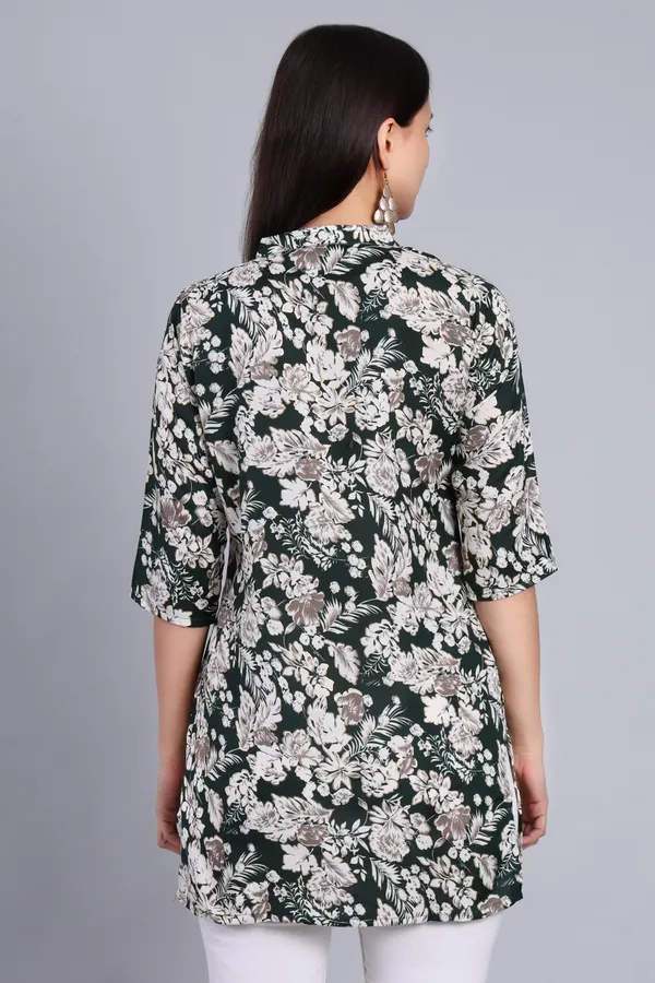 MH_HANDLOOM_Cotton_Printed_Short_Kurti_for_Women,_3/4_Sleeve,_Mid_Thigh_Length,_Band_Neck,_Regular_Fit_Kurti_for_Woman