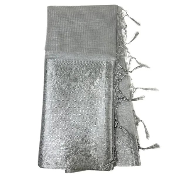 Handloom_Pure_Soft_Tissue_Saree_With_Banarasi_Weaving_Zari_Border_And_Running_BP_|_Saree_For_Party,_Wedding,_And_Festivals_(Silver)