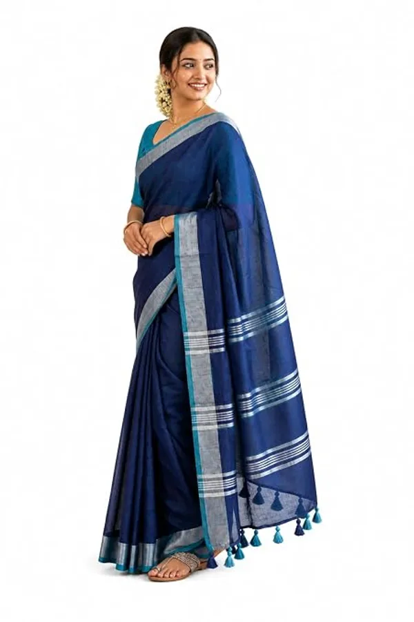 MH_HANDLOOM_Linen_Slub_Saree_with_Blouse_Piece_for_Every_Occasion